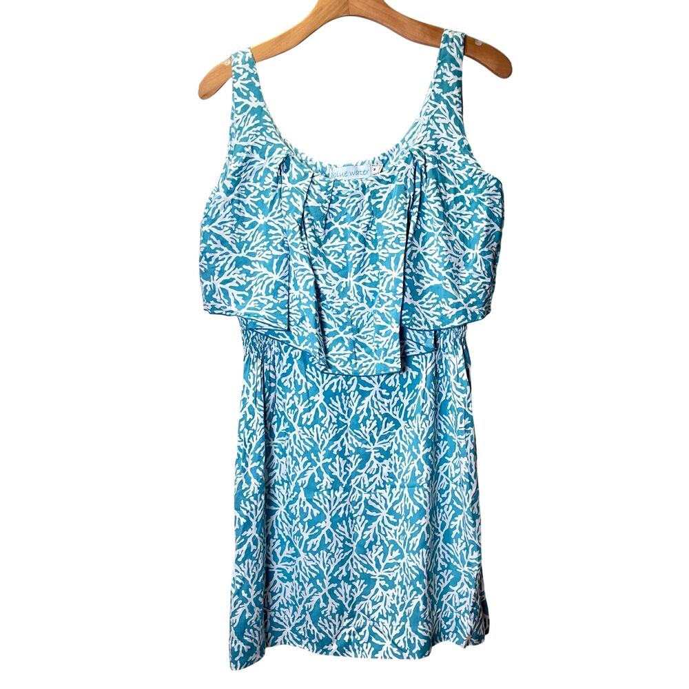 Bluewater Mini Sundress Tank Top  Sz M Turquoise Blue Beachy Coastal Resortwear